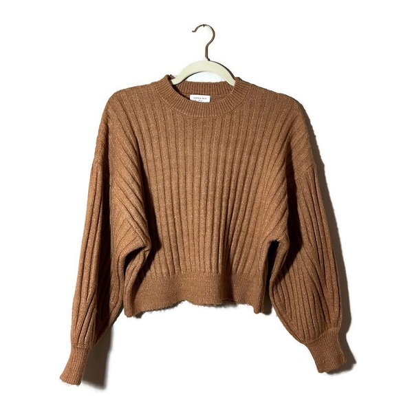 Sophie Rue Sweater Women's Size XS Brown Ribbed Crew Neck Cropped - Picture 2 of 7